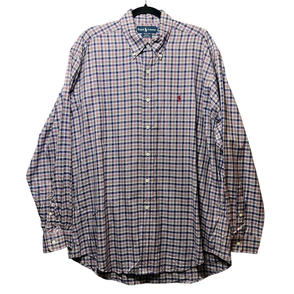 Vintage Ralph Lauren Blake Shirt Large Plaid‎ Button Down Made in Hong Kong